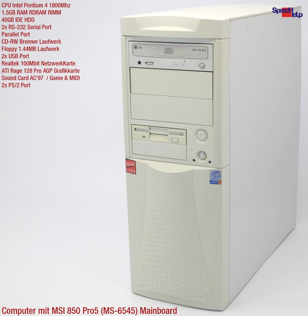 🖥MSI 850 PRO 5 MS-6545 PC COMPUTER PENTIUM 4 40GB 1.5GB RIMM WINDOWS XP PRO5