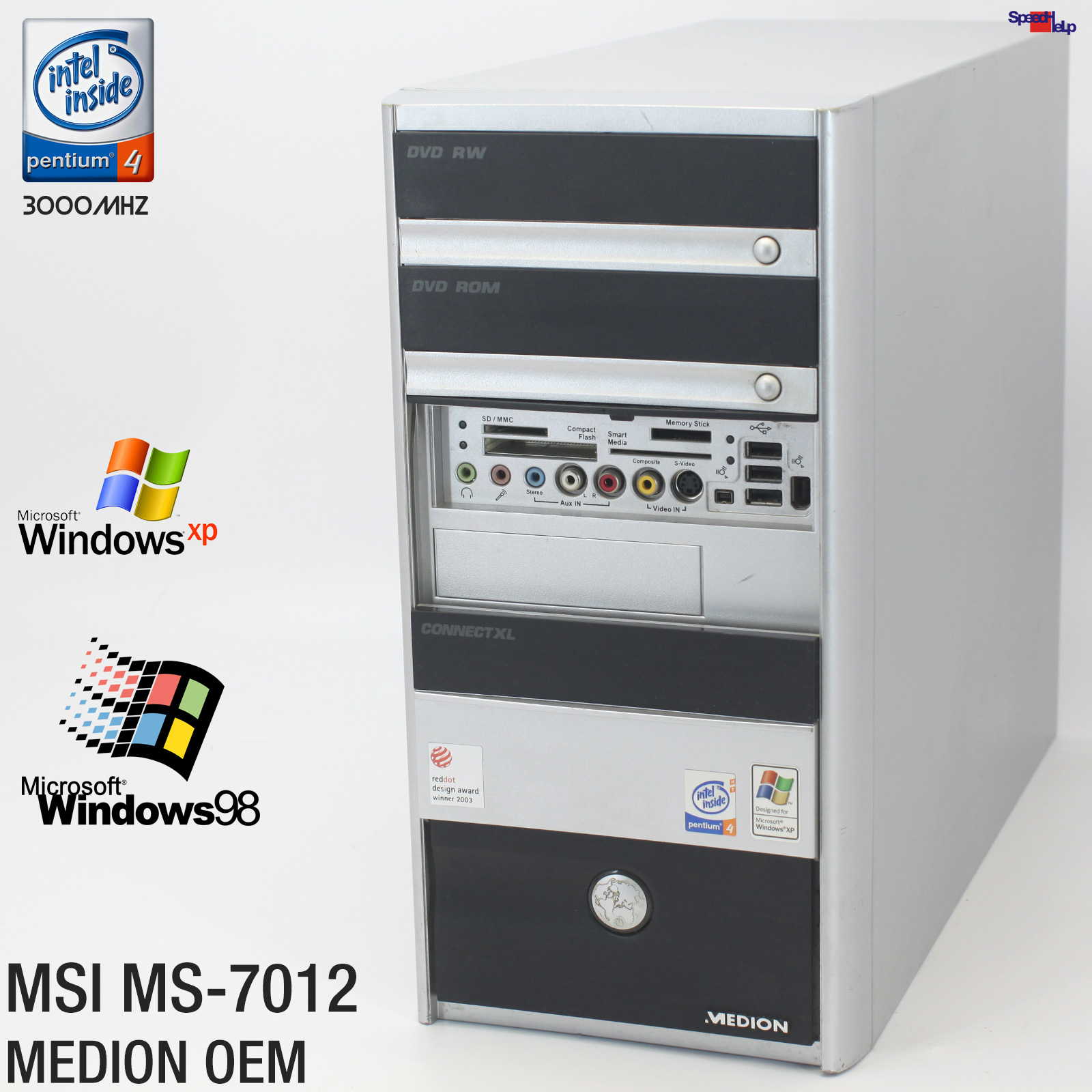 💻MSI MS-7012 MEDION OEM PC COMPUTER PENTIUM 4 3GHZ 512MB OLD GAMES WIN 98