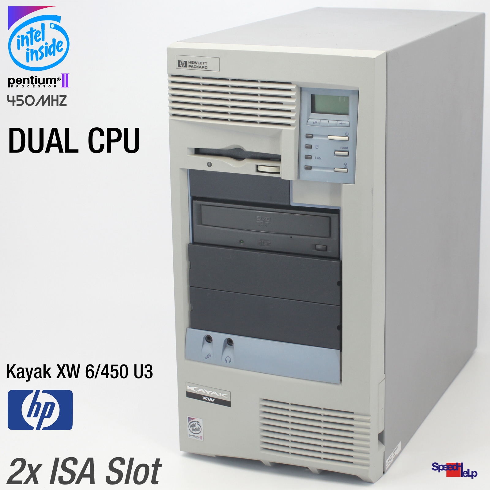 2x ISA HP KAYAK XW 6/450 SERIES U3 PC COMPUTER DUAL PENTIUM II 450MHZ 512MB 160G