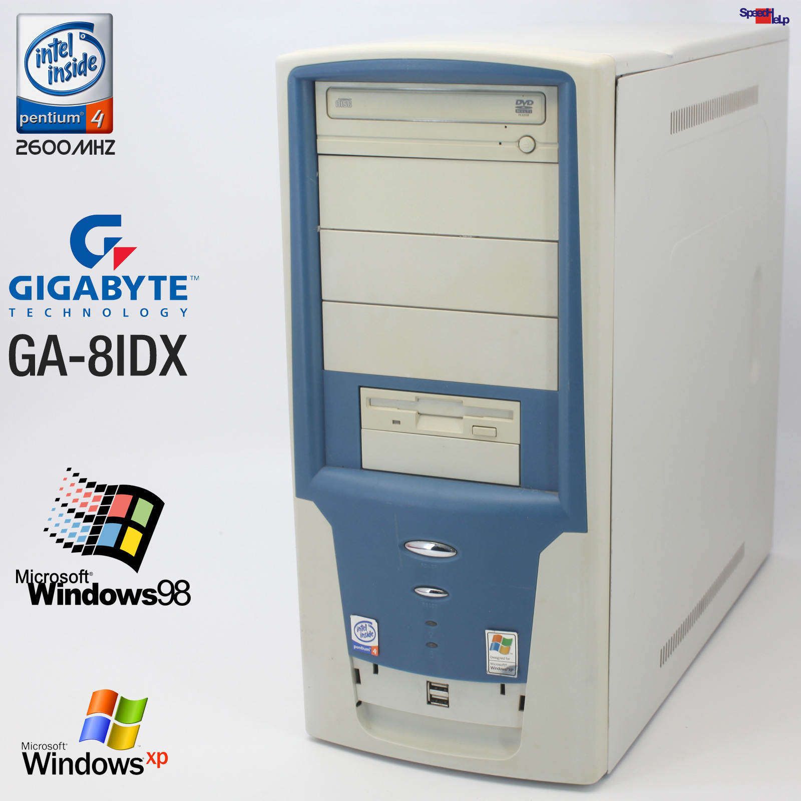 🖥GIGABYTE GA-8IDX PC COMPUTER PENTIUM 4 2600MHZ 512MB LPT SOUND LAN WINDOWS 98