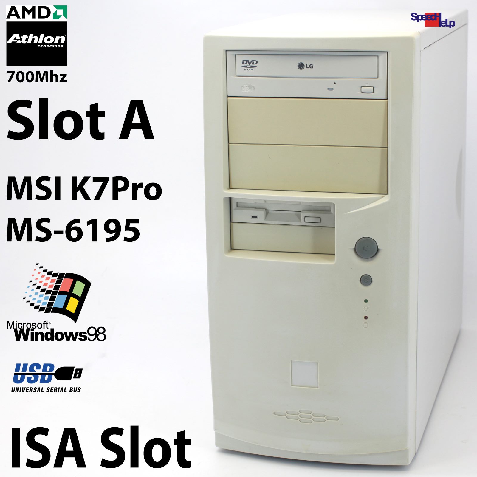 🖥AMD ATHLON 700MHZ SLOT A MSI K7 PRO MS-6195 K7PRO PC COMPUTER WIN 98 LPT COM