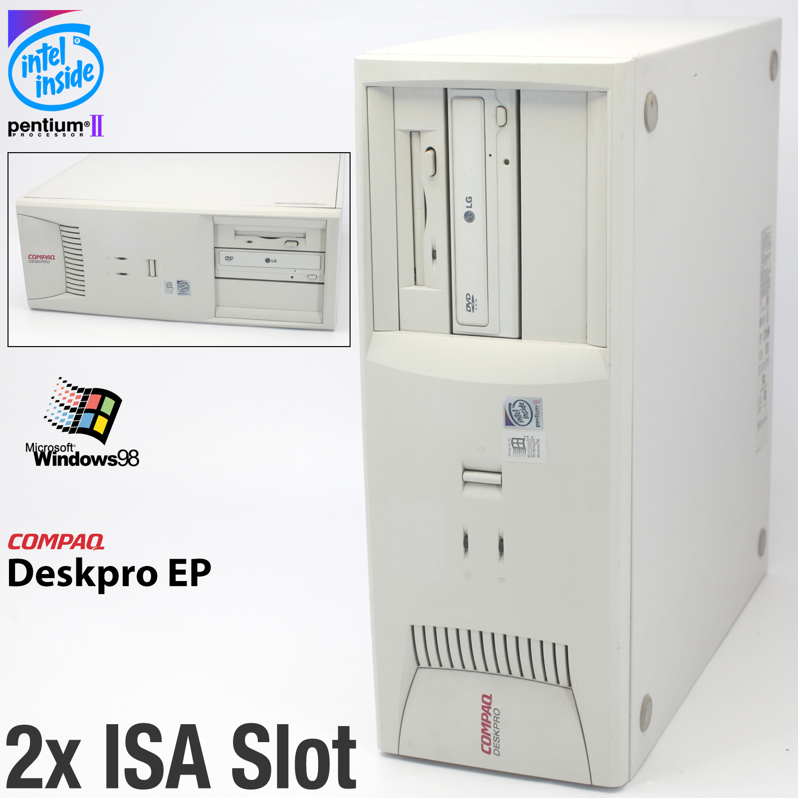 2x ISA COMPAQ DESKRPO EP SERIES 6400/10  PC COMPUTER PENTIUM II 400MHZ LPT WIN98