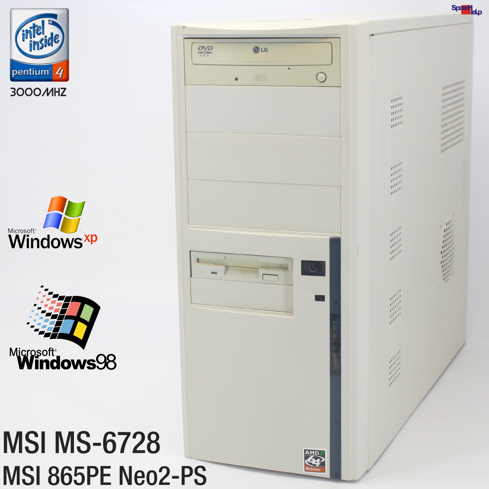 💻MSI 865PE NEO2-P S MS-6728 PC COMPUTER PENTIUM 4 3GHZ 512MB OLD GAMES WIN 98
