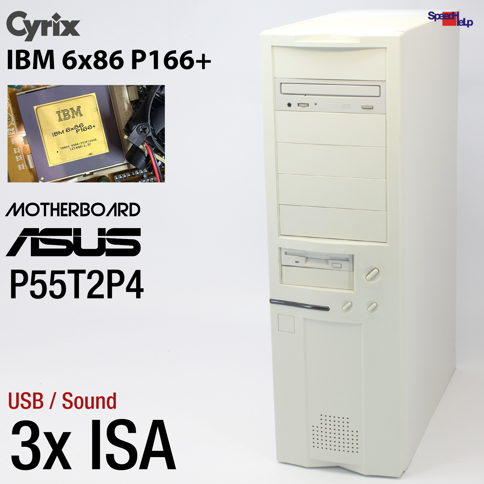 3x ISA ASUS P55T2P4 PC COMPUTER CYRIX IBM 6x86 P166+ 133MHZ WINDOWS 98 SE SOUND