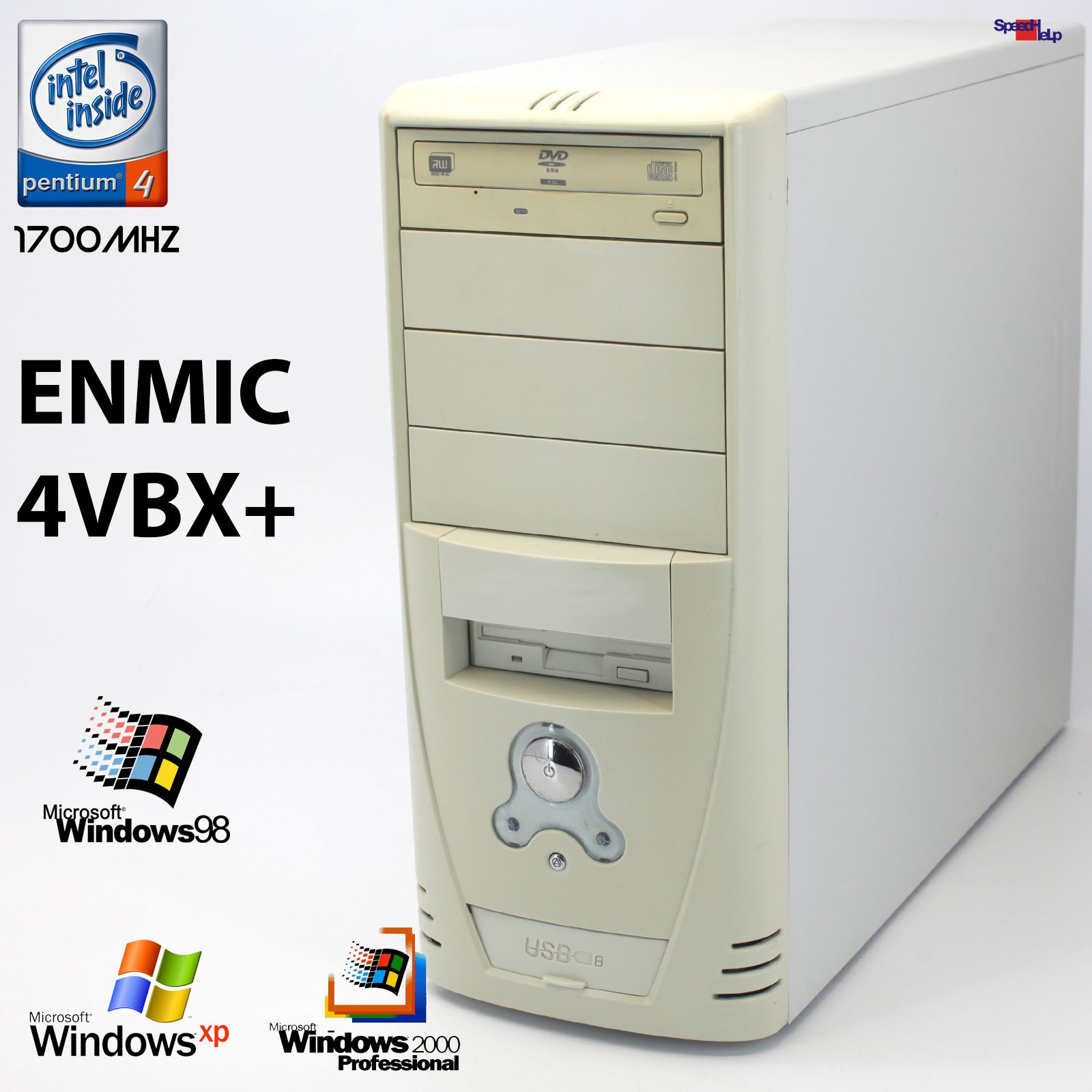 🖥PC COMPUTER EMNIC 4VBX+ PENTIUM 4 1700MHZ WINDOWS 98 SOUND LAN PARALLEL COM