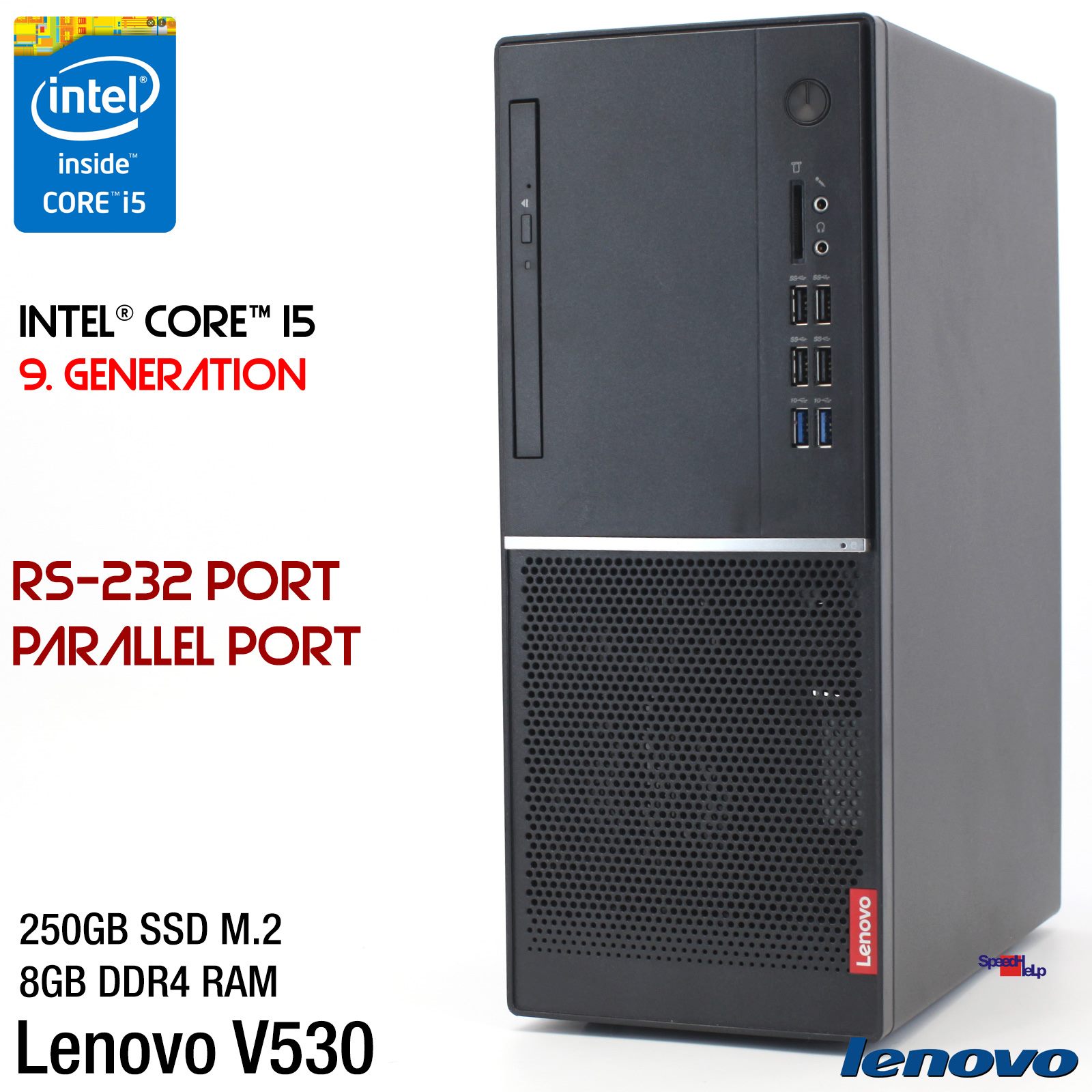 🖥IBM LENOVO V530 i5 9400 COMPUTER PC RS-232 PARALLEL LPT PORT WIN 10 250GB SSD