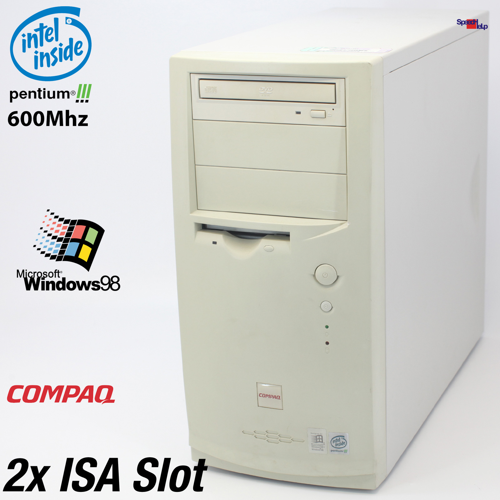2x ISA COMPAQ ECS P6BXT-A+ PC COMPUTER PENTIUM III 80GB 128MB WINDOWS 98 SE