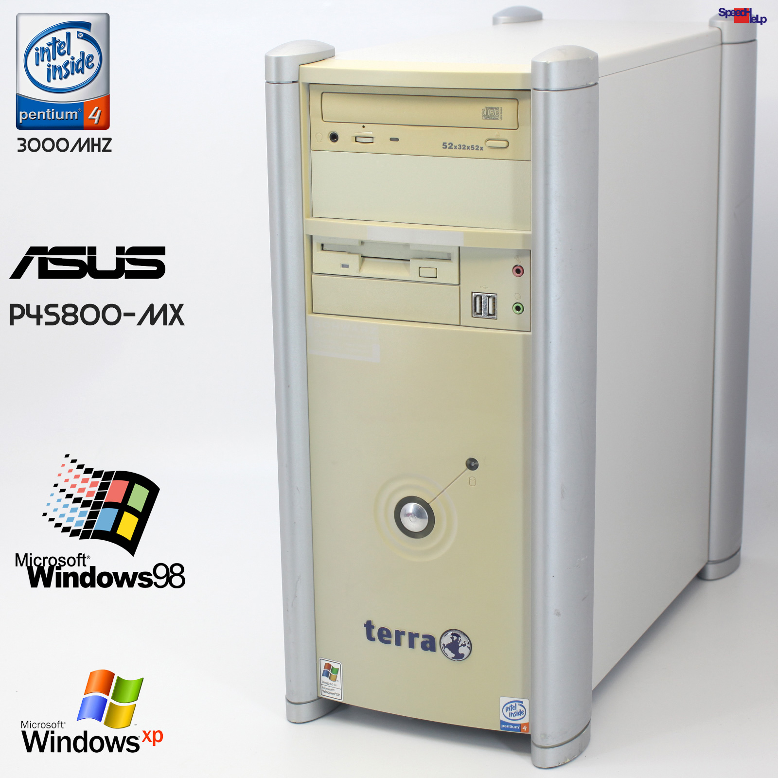 🖥ASUS P4S800-MX S PC COMPUTER PENTIUM 4 3 GHZ 512MB LPT SOUND LAN WINDOWS 98 SE