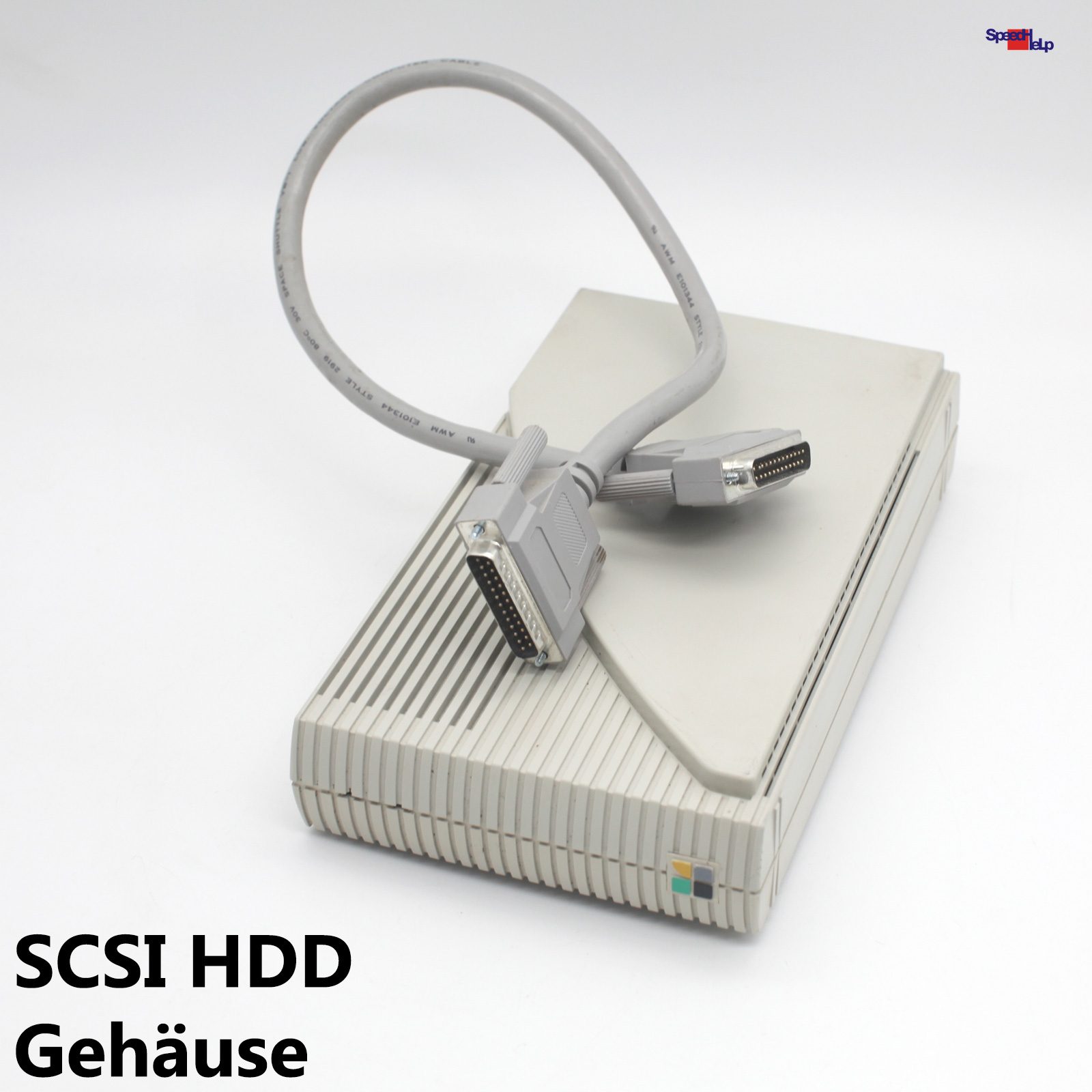 SCSI 3.5" HDD FESTPLATTE GEHÄUSE CASE SCSI 50-POL MIT SCSI 25-POL KABEL