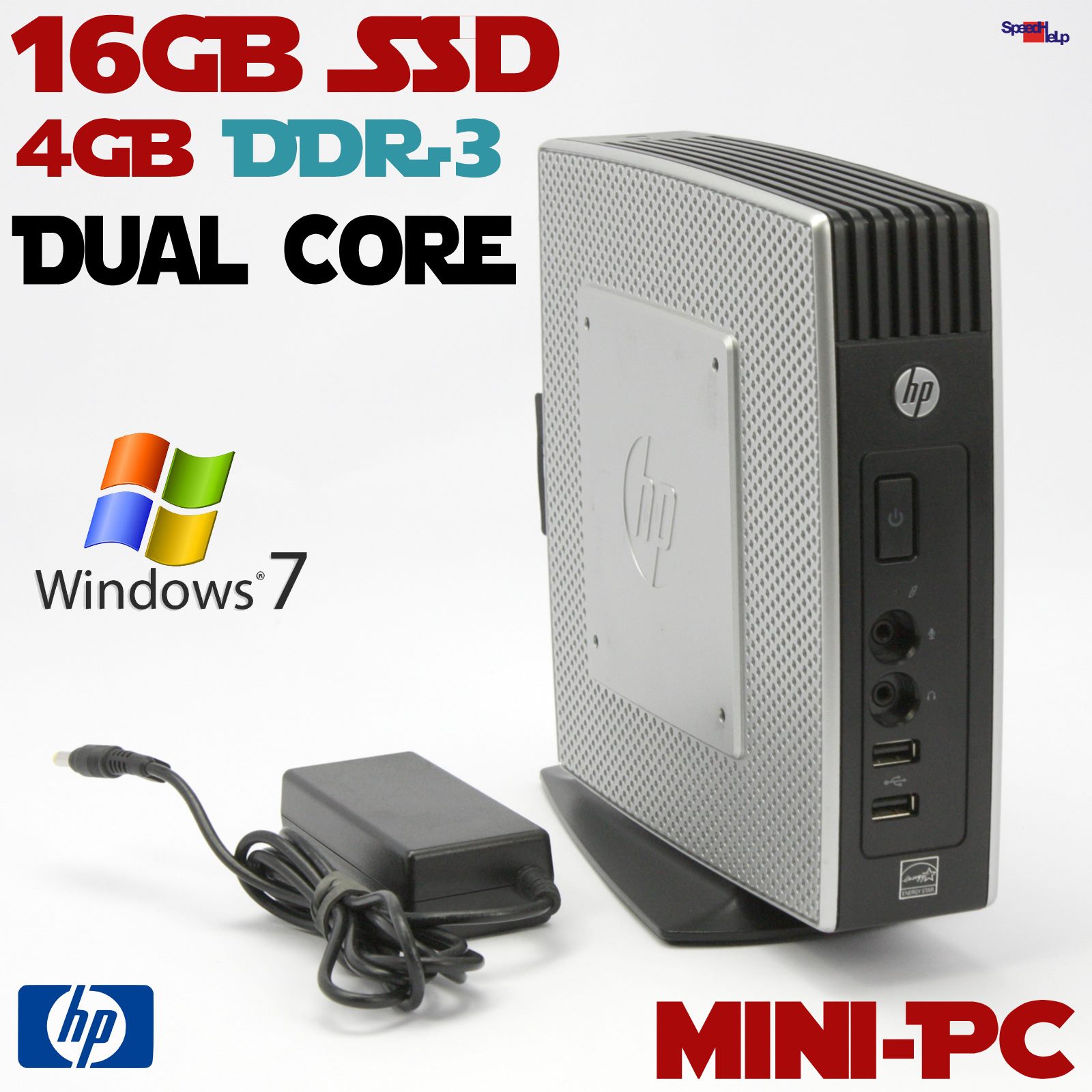 DUAL CORE MINI THIN PC COMPUTER HP 16GB SSD 4GB DDR3 DUAL HEAD WINDOWS 7 19WATT