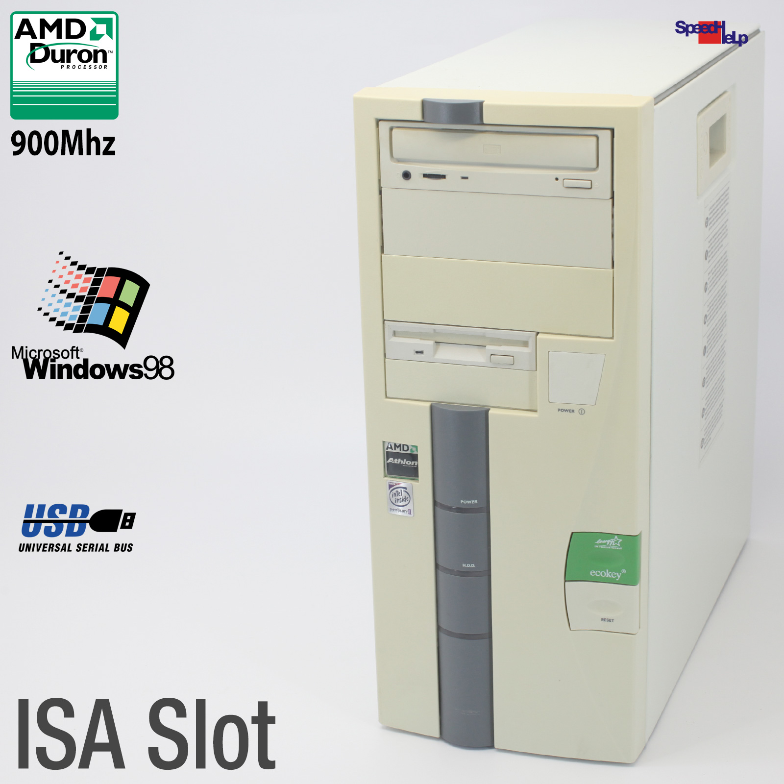 ISA SLOT PC COMPUTER EPOX EP-8KTA3 PRO AMD DURON 900MHZ 80GB 256MB WINDOWS 98