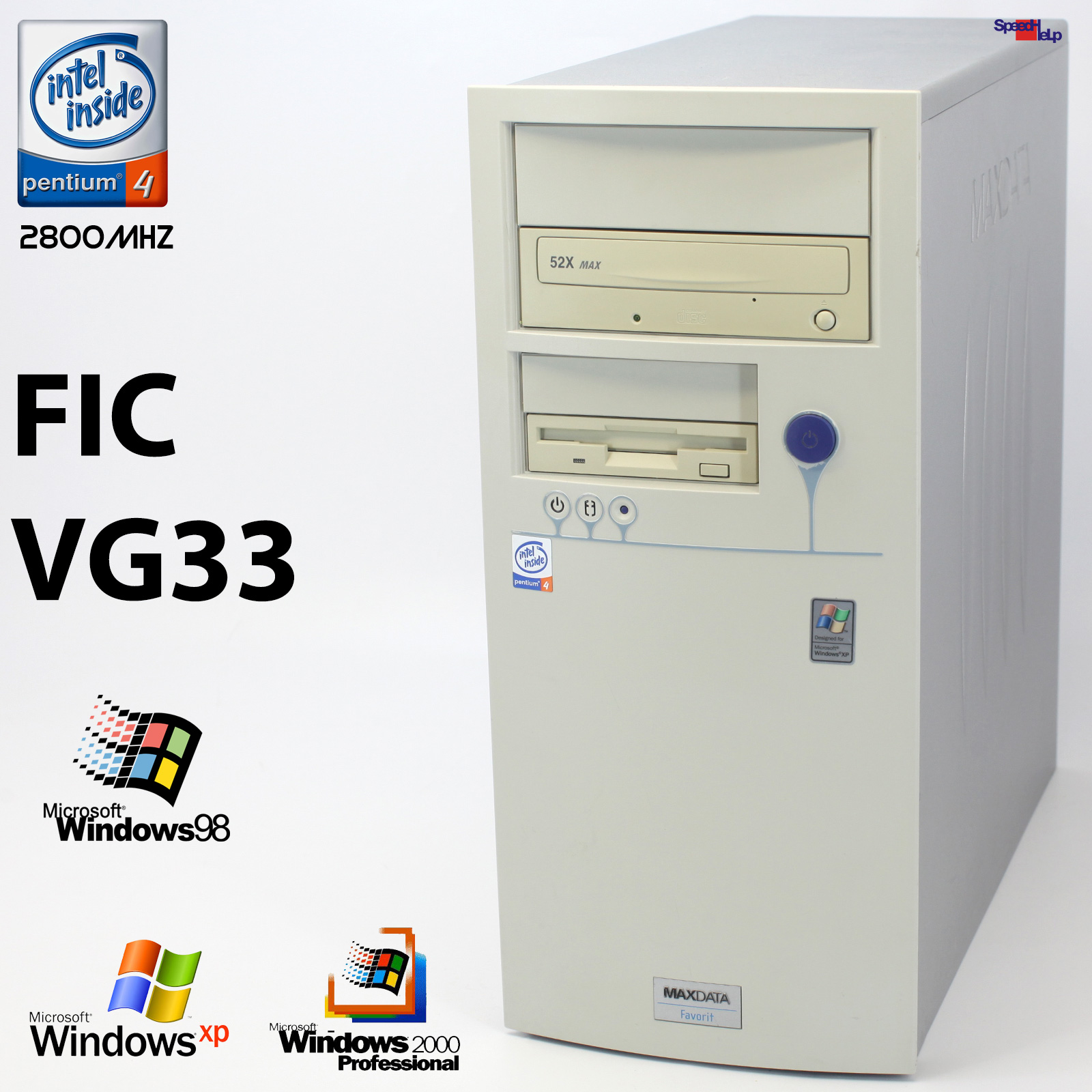 🖥FIC VG33 PC COMPUTER PENTIUM 4 2.8GHZ 512MB LPT SOUND LAN WINDOWS 98 SE RS-232