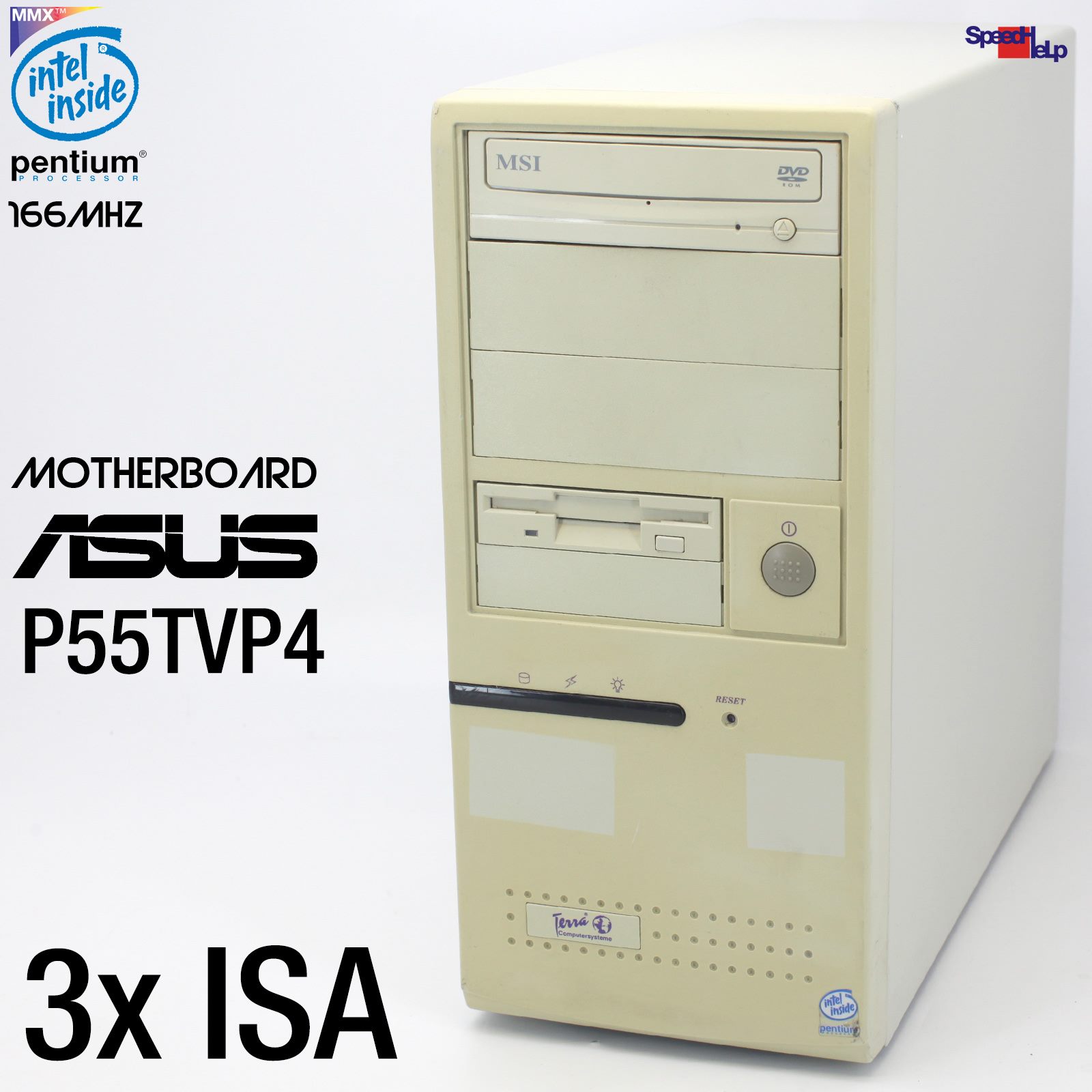 3x ISA ASUS P55TVP4 PC COMPUTER PENTIUM MMX 166MHZ WINDOWS 98 SE SONUD 80MB 8GB
