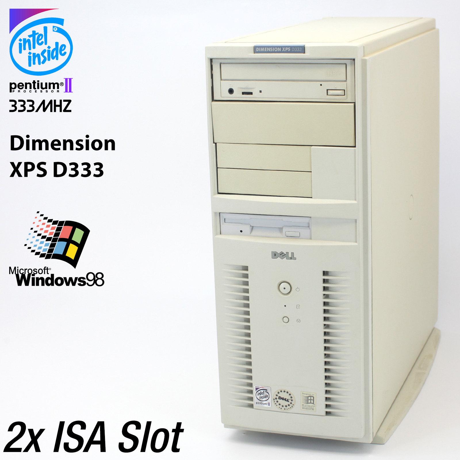 2x ISA DELL DIMENSION XPS D333 PC COMPUTER PENTIUM II 80GB 128MB YAMAHA OPL3 SND