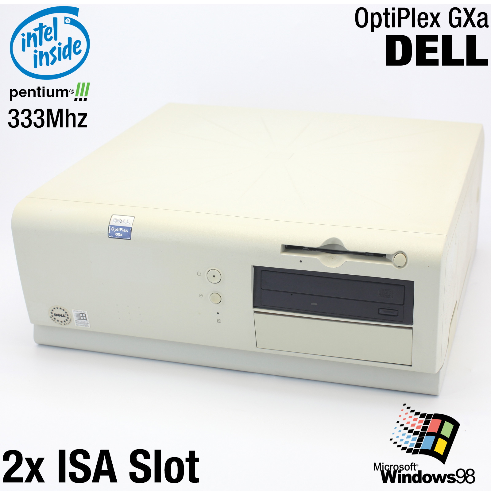 2x ISA DELL OPTIPLEX GXa 333Mbr PC COMPUTER PENTIUM III 80GB 96MB WINDOWS 98 SE