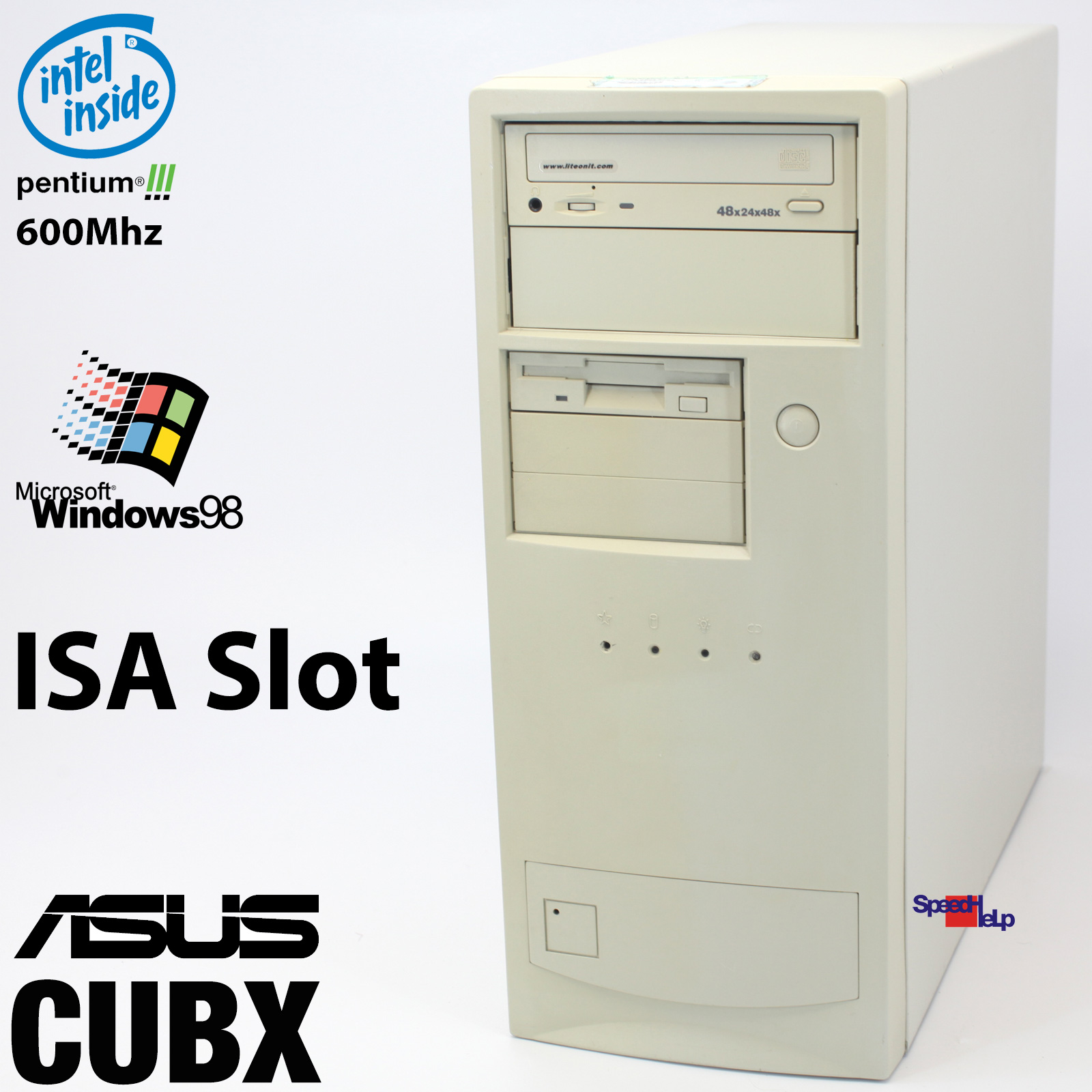 ISA ASUS CUBX PC COMPUTER PENTIUM III 110GB 256MB WINDOWS 98 SE PARALLEL LPT COM