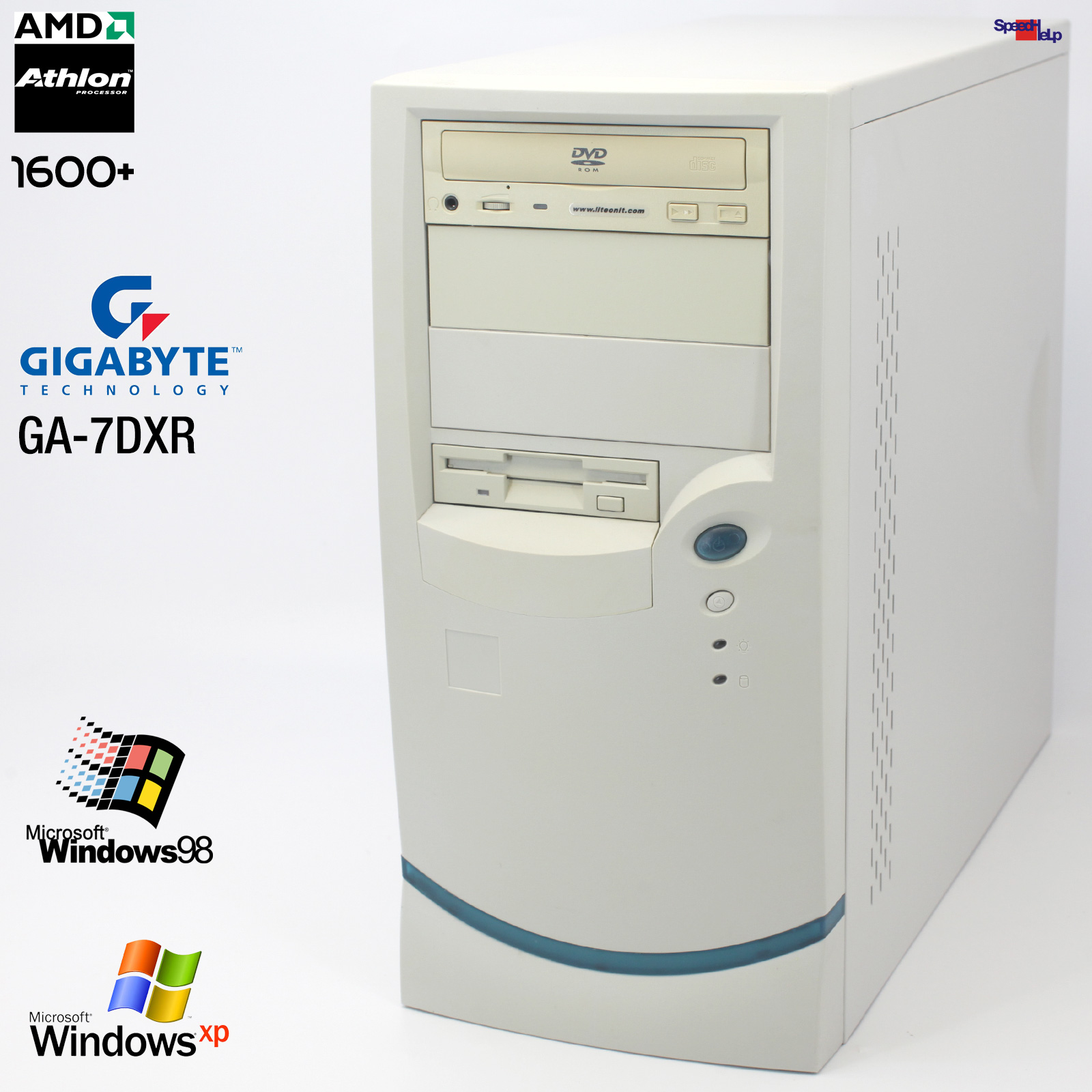 GIGABYTE GA-7DXR PC COMPUTER AMD ATHLON XP 1600+ WINDOWS 98 PARALLEL RS-232 LPT