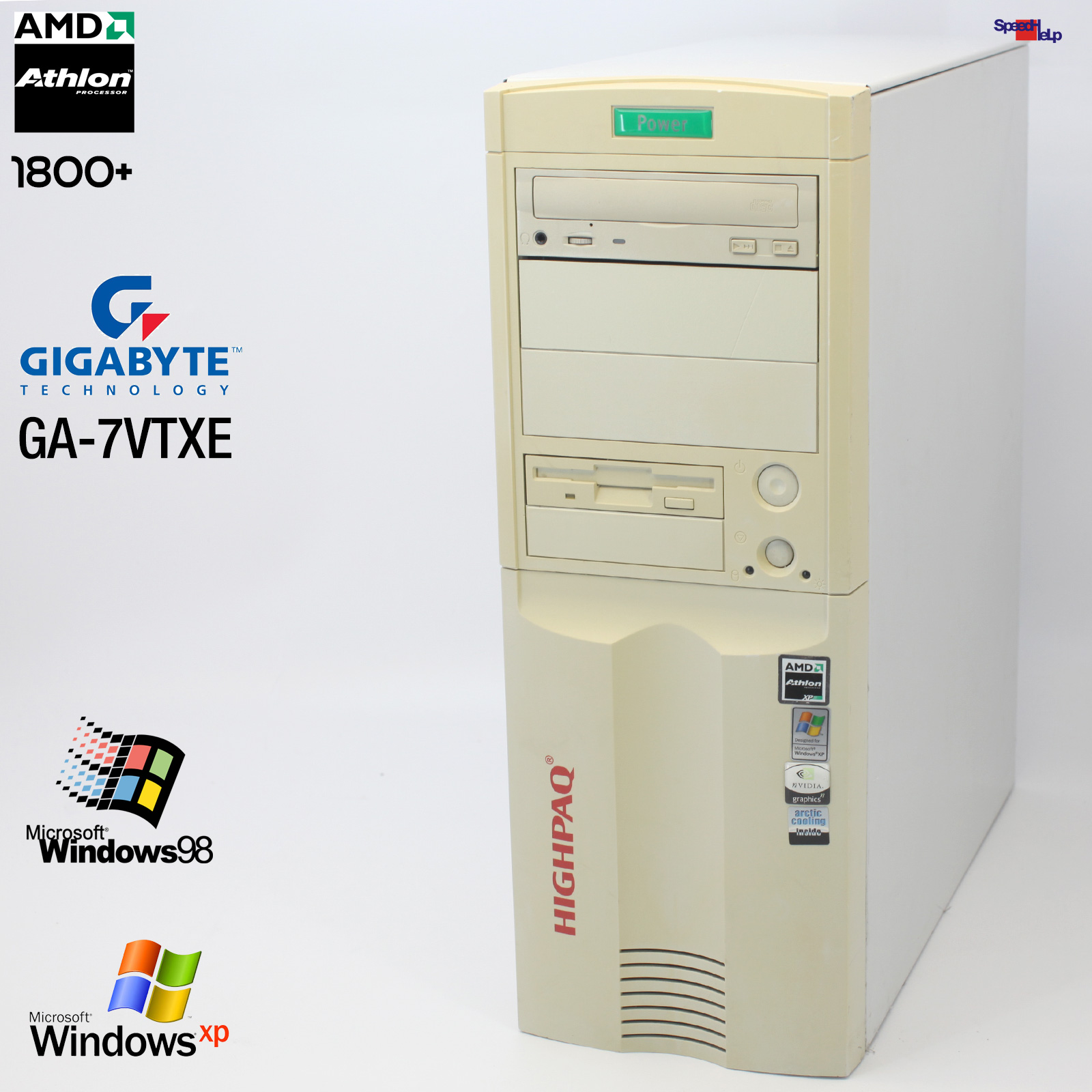 💻GIGABYTE GA-7VTXE PC COMPUTER AMD ATHLON XP 1800+ PARALLEL LPT WINDOWS 98 WIN