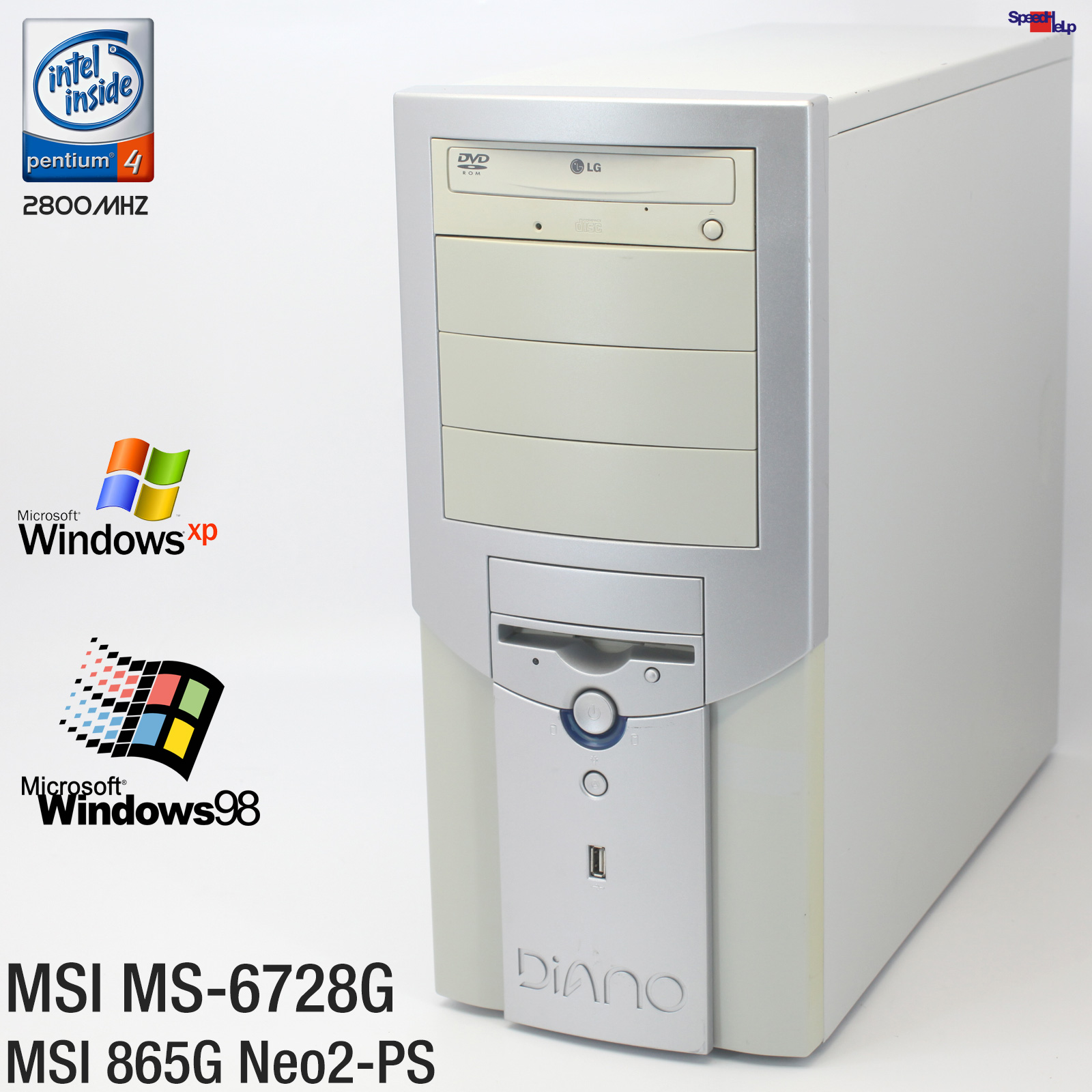 💻MSI 865G NEO2-P S MS-6728G PC COMPUTER PENTIUM 4 2.8GHZ 512MB LPT COM WINDOWS 98