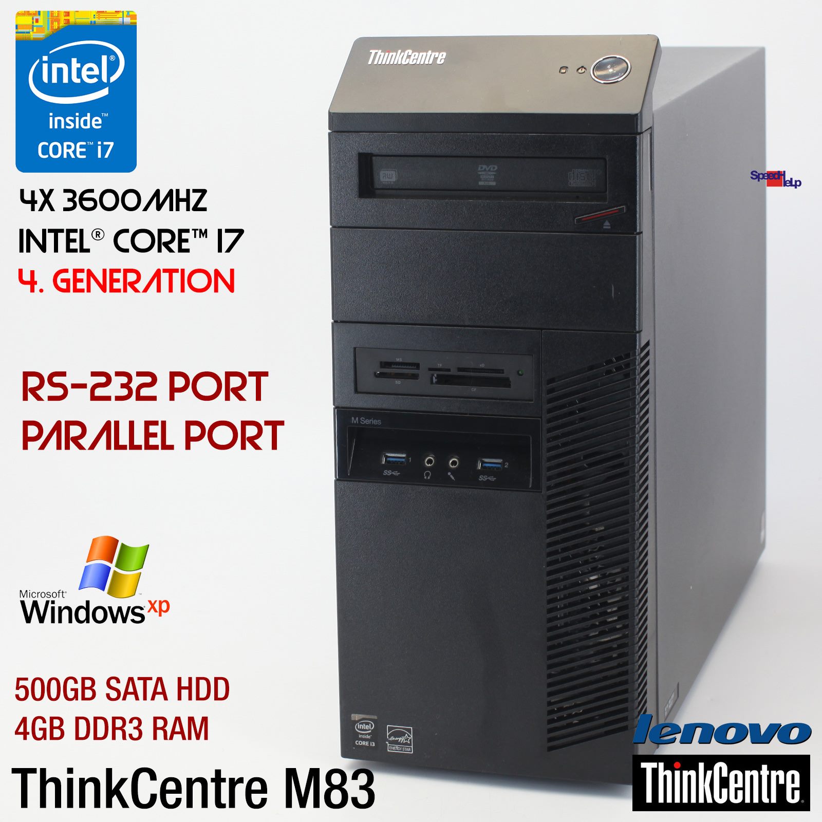 🖥IBM LENOVO THINKCENTRE M83 INTEL CORE i7 4790 COMPUTER PC PARALLEL LPT WIN XP