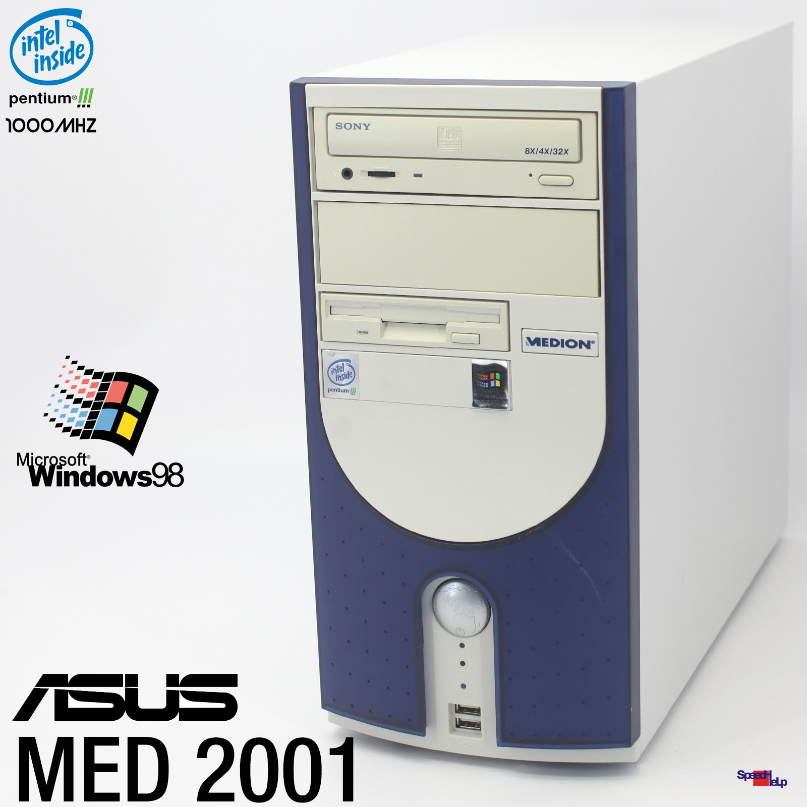 💻COMPUTER MEDION MED 2001 ASUS PC COMPUTER PENTIUM III WINDOWS 98 SE RS232 LPT