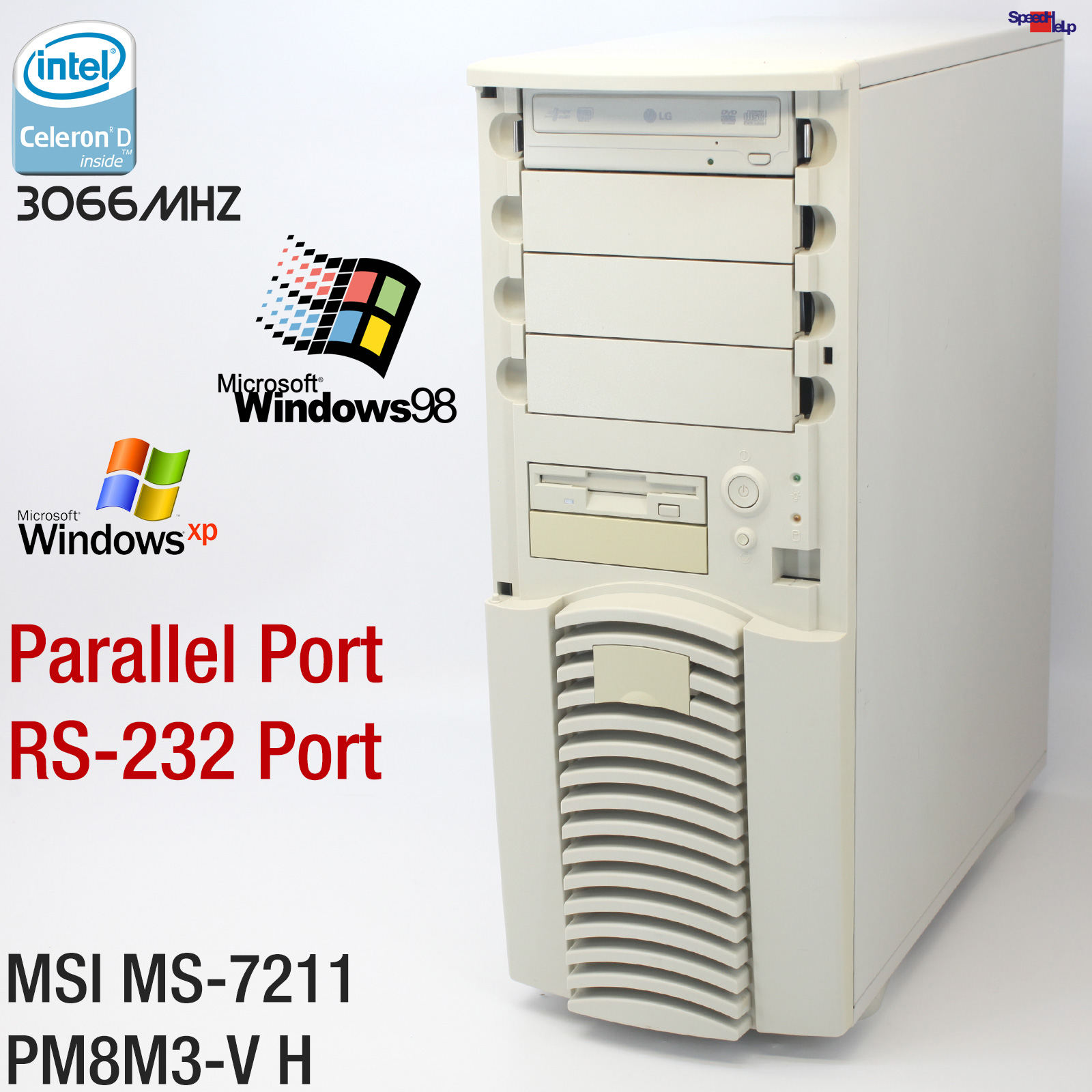 💻MSI PM8M3-V H MS-7211 PC COMPUTER CELERON D 3066MHZ 512MB LPT COM WINDOWS 98