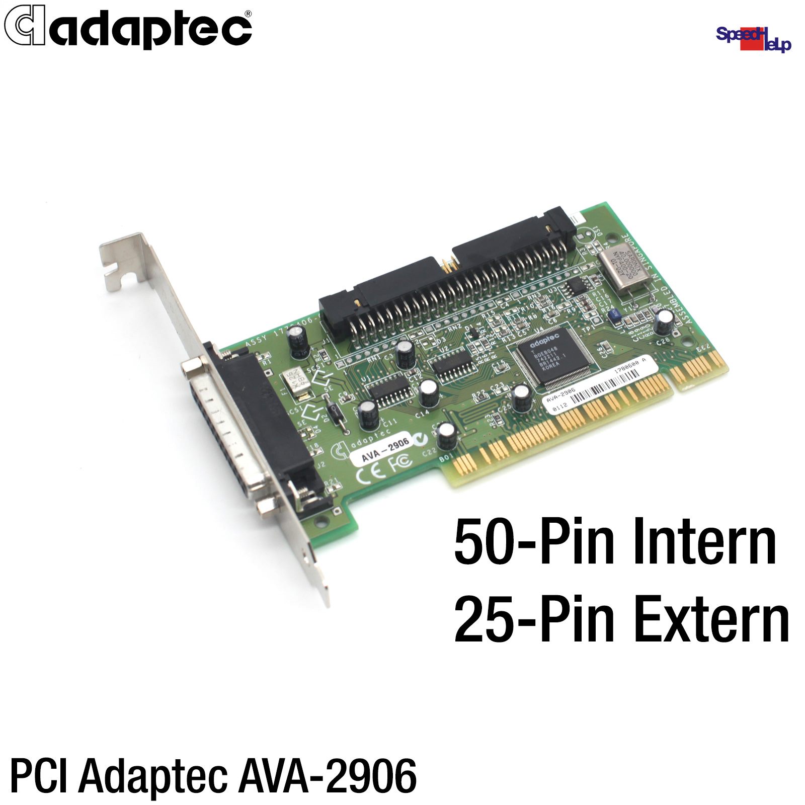 ADAPTEC AVA-2906 AIC-7850 SCSI PCI SLOT CONTROLLER ADAPTER 50-PIN 25-POL EXTERN