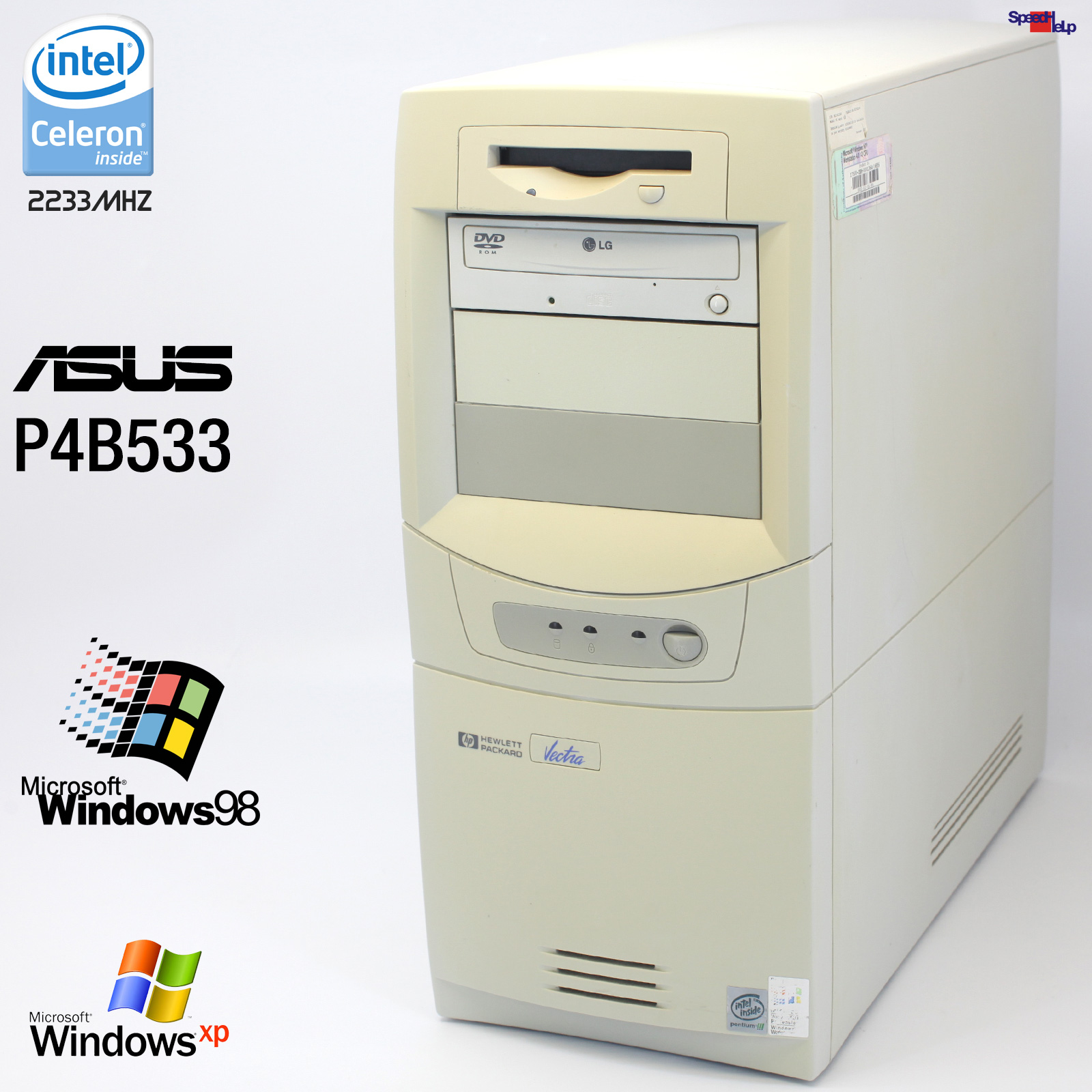 🖥ASUS P4B533 PC COMPUTER CELERON 2200MHZ 512MB LPT COM SOUND LAN WINDOWS 98 SE