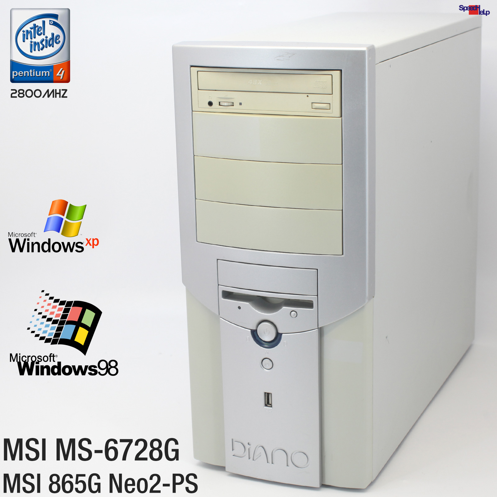 💻MSI 865G NEO2-P S MS-6728G PC COMPUTER PENTIUM 4 2.8GHZ 512MB OLD GAMES WIN 98
