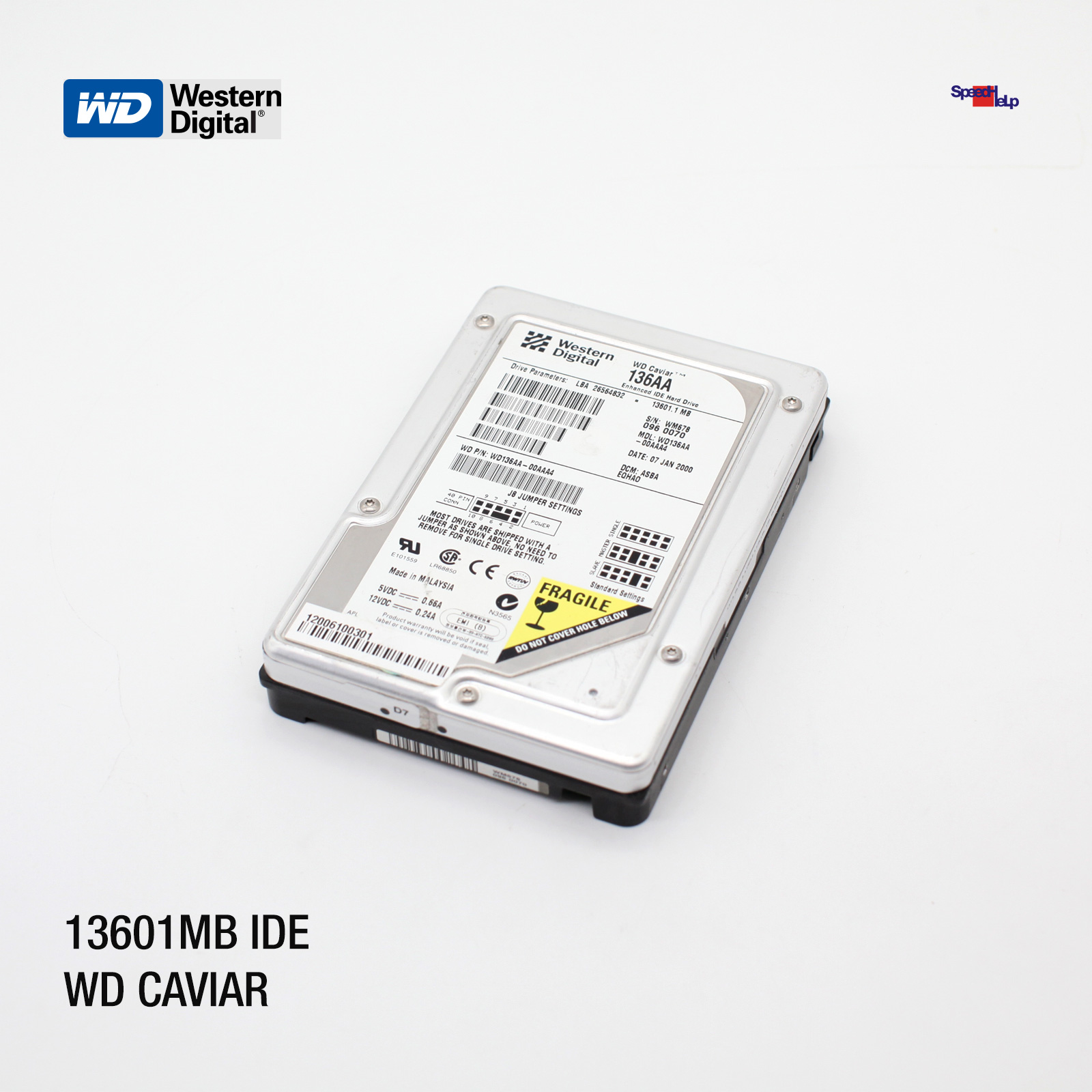 💾IDE ATA HDD WESTERN DIGITAL WD CAVIAR WD136AA-00A 13.6GB FESTPLATTE HARD 40-PO