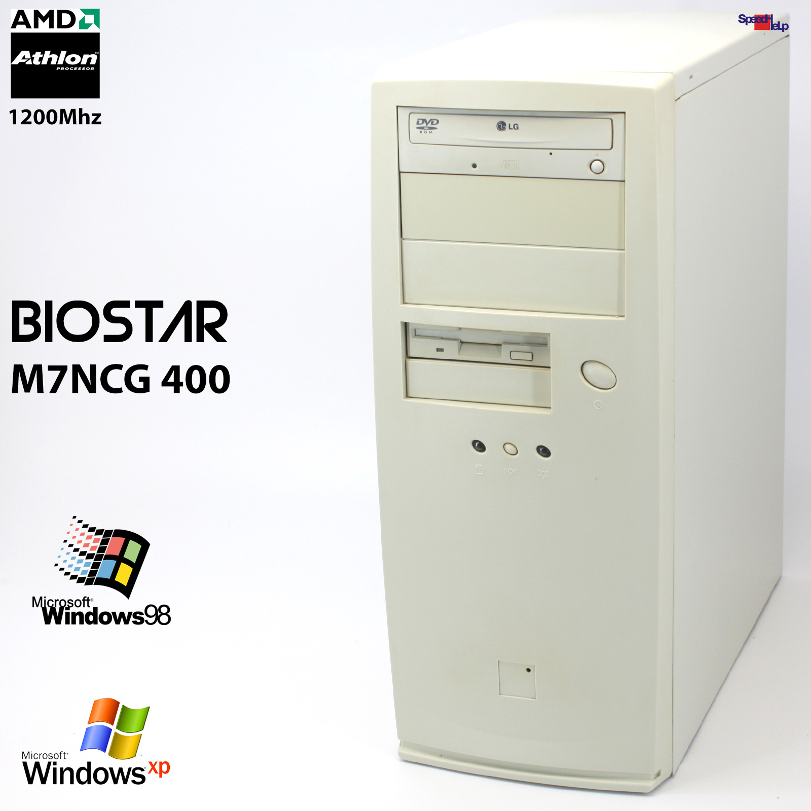 BIOSTAR M7NCG 400 PC COMPUTER AMD ATHLON 1200MHZ WINDOWS 98 OLD GAMES SPIELE