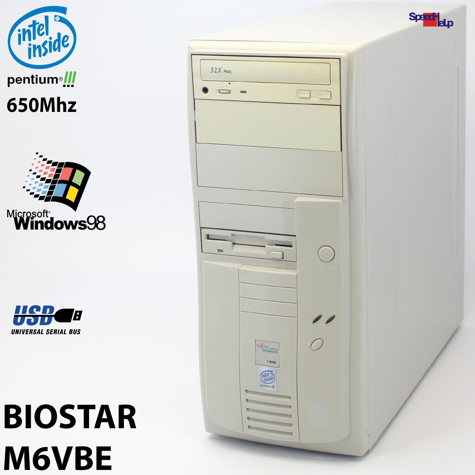 BIOSTAR M6VBE PC COMPUTER PENTIUM III 10GB 512MB WINDOWS 98 SE LPT PARALLEL COM