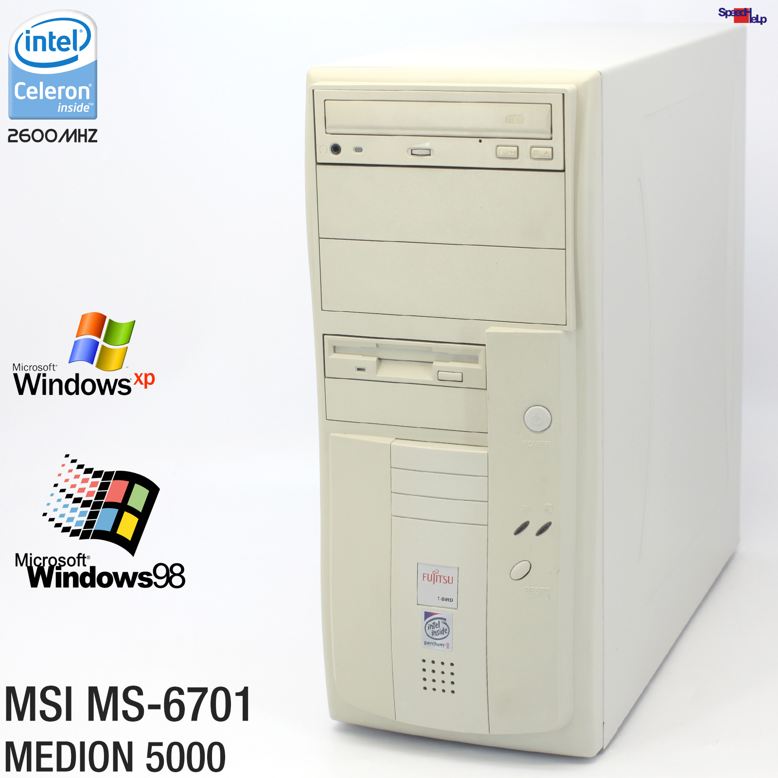 💻MSI MS-6701 MEDION 5000 PC COMPUTER CELERON 2.6GHZ 512MB OLD GAMES WIN 98
