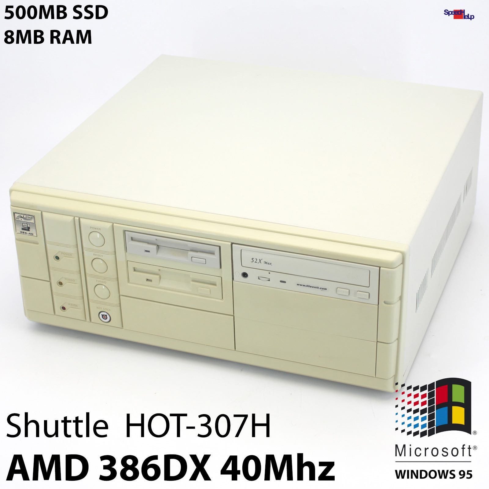 SHUTTLE HOT-307H AM386 DX40  386DX 40MHZ 500MB SSD 8MB PC COMPUTER WINDOWS 95