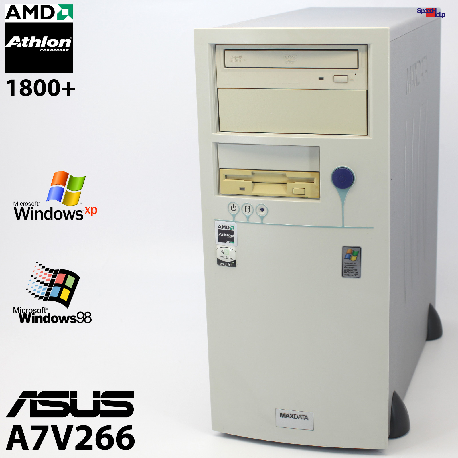 👍ASUS A7V266 PC COMPUTER AMD ATHLON XP 1800+ WINDOWS 98 GAMES SPIELE GEFORCE 2MX