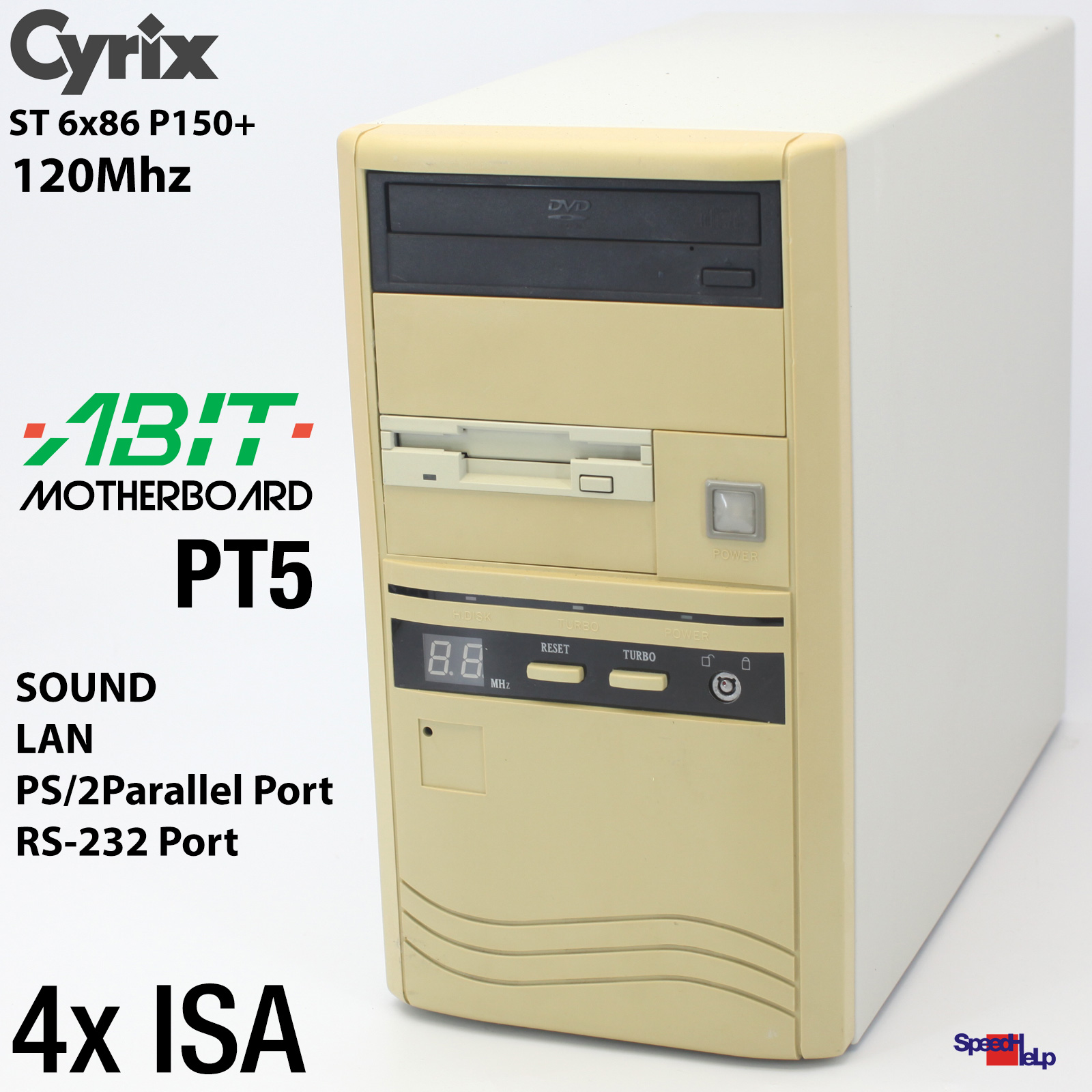 4x ISA ABIT PT5 PC COMPUTER CYRIX ST 6x86 P150+ 120MHZ WINDOWS 95 B LAN SOUND