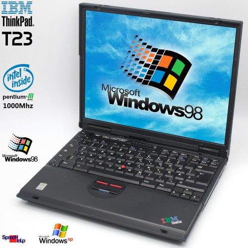 💻NOTEBOOK IBM THINKPAD T23 INTEL PENTIUM 3 1000MHZ  LAPTOP WINDOWS 98 LAN DVD