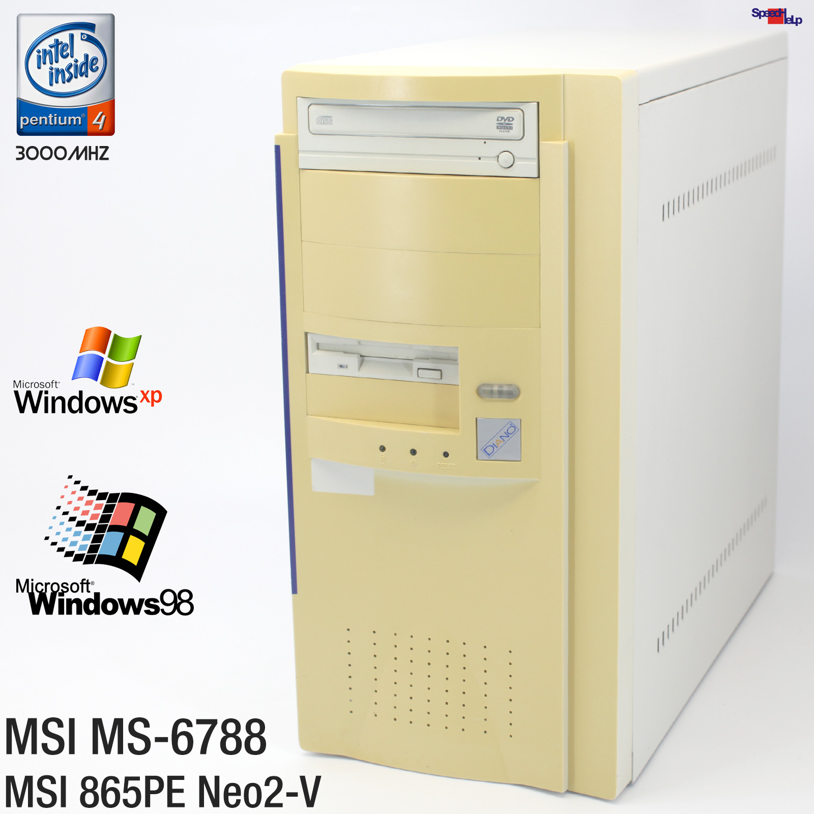 MSI 865PE NEO2-V MS-6788 PC COMPUTER PENTIUM 4 3GHZ 512MB LPT COM WINDOWS 98
