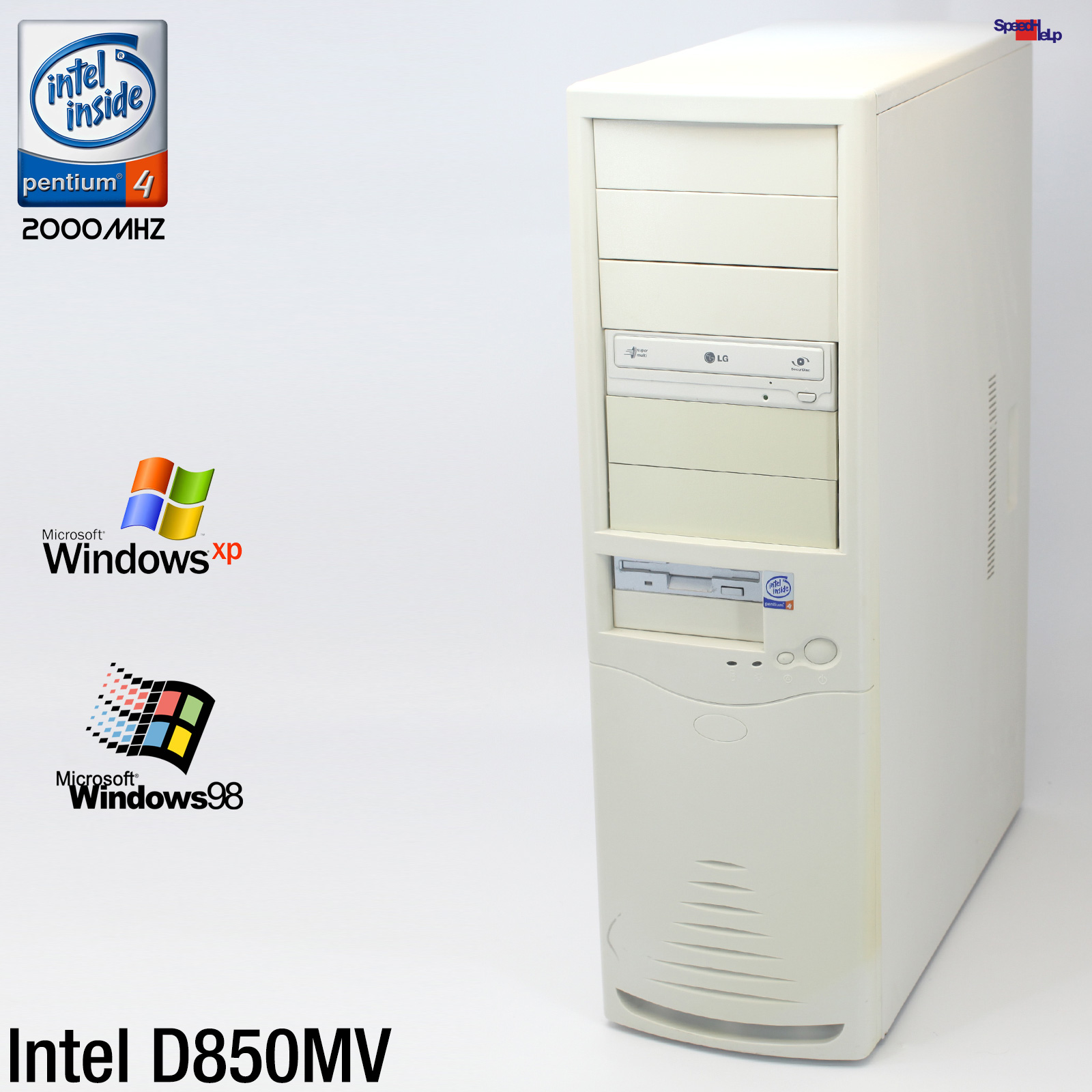 INTEL D850MV PC COMPUTER PENTIUM 4 2000MHZ PARALLEL LPT WINDOWS 98 DUAL VGA