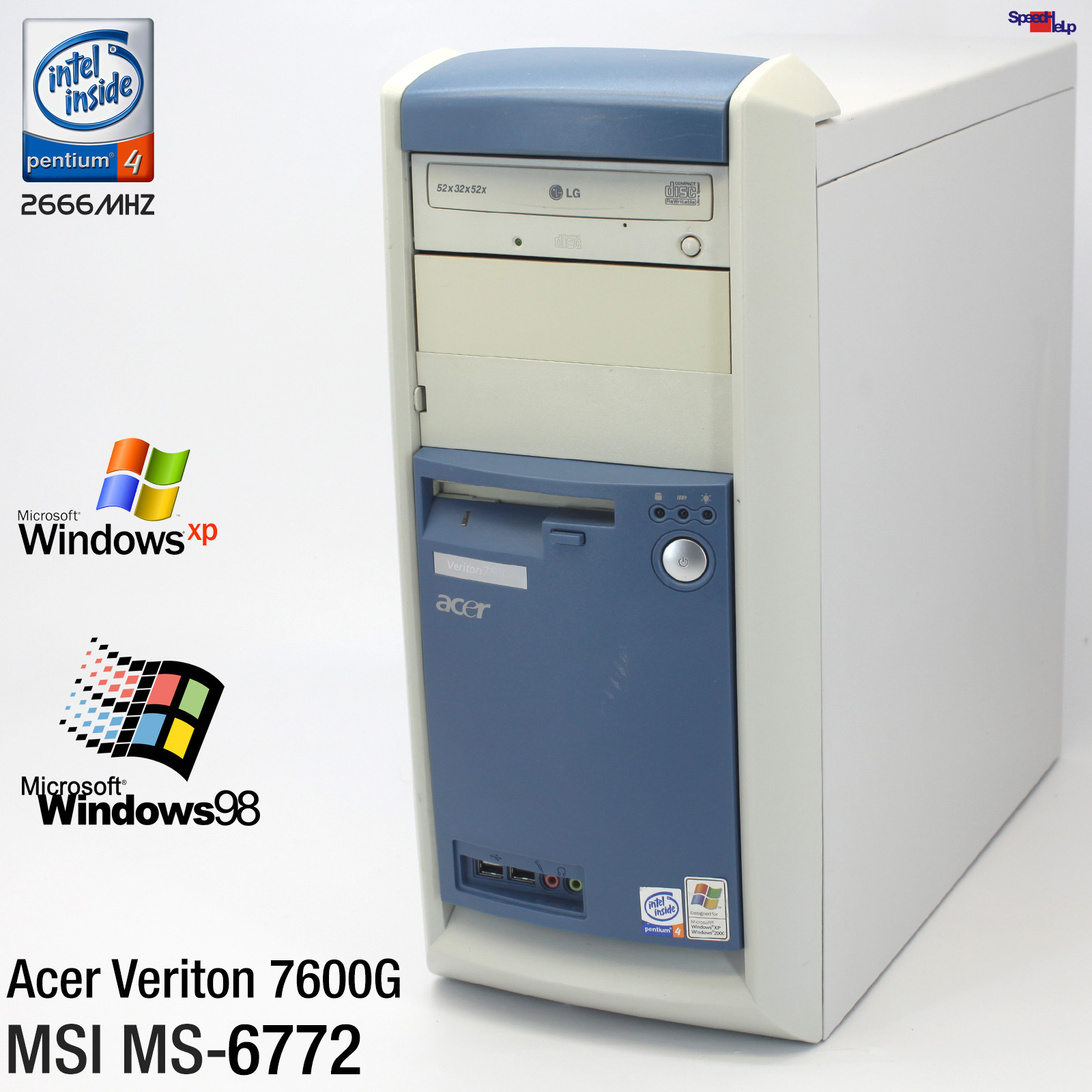 ACER VERITON 7600G MSI MS-6772 PC COMPUTER PENTIUM 4 512MB LPT COM WINDOWS 98
