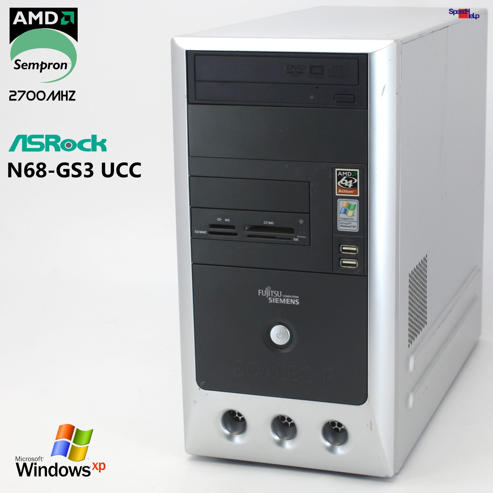 💻ASROCK N68-GS3 UCC PC COMPUTER AMD SEMPRON 2700MHZ WINDOWS XP GEFORCE