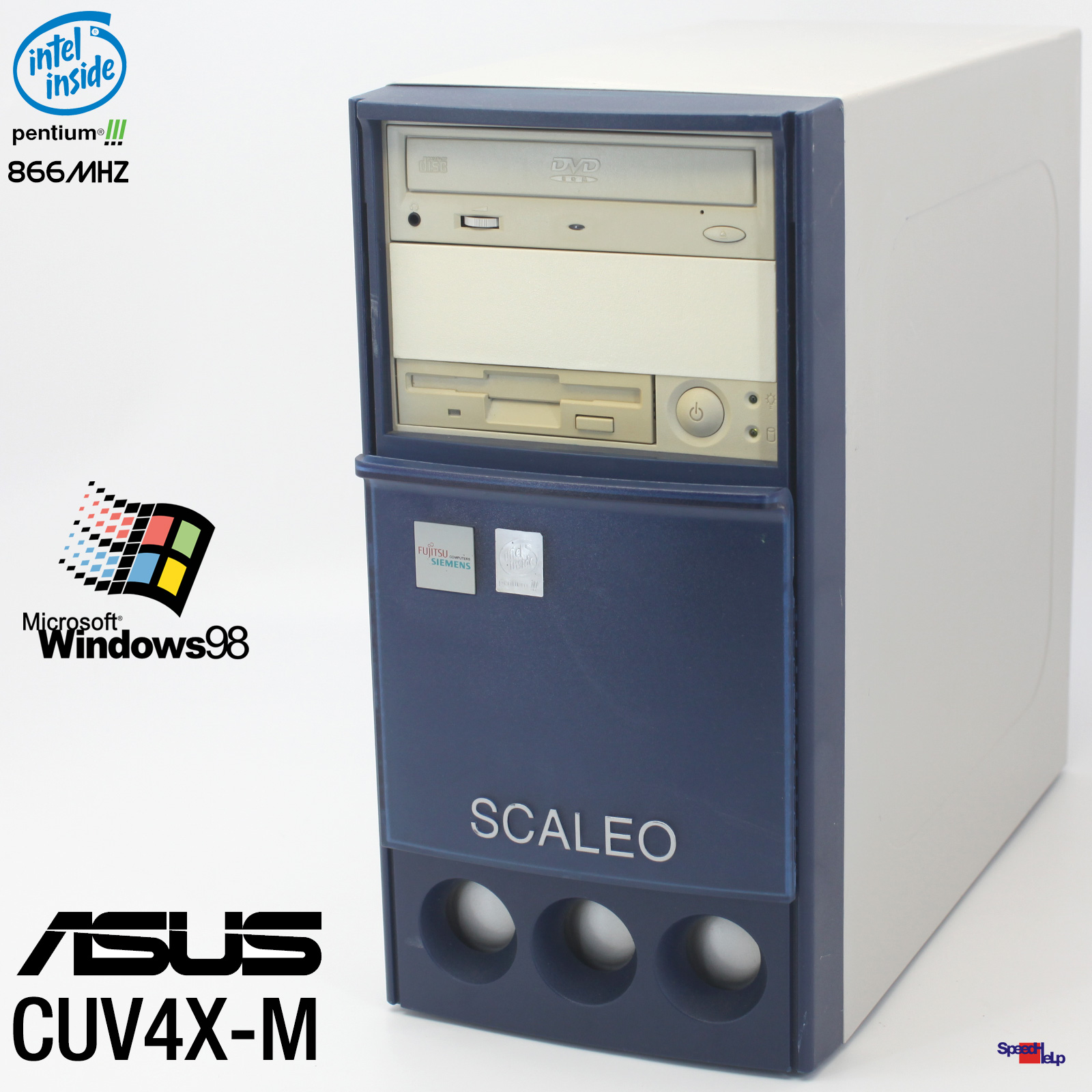 💻COMPUTER ASUS CUV4X-M PC COMPUTER PENTIUM III WINDOWS 98 SE RS232 LPT RIVA 128