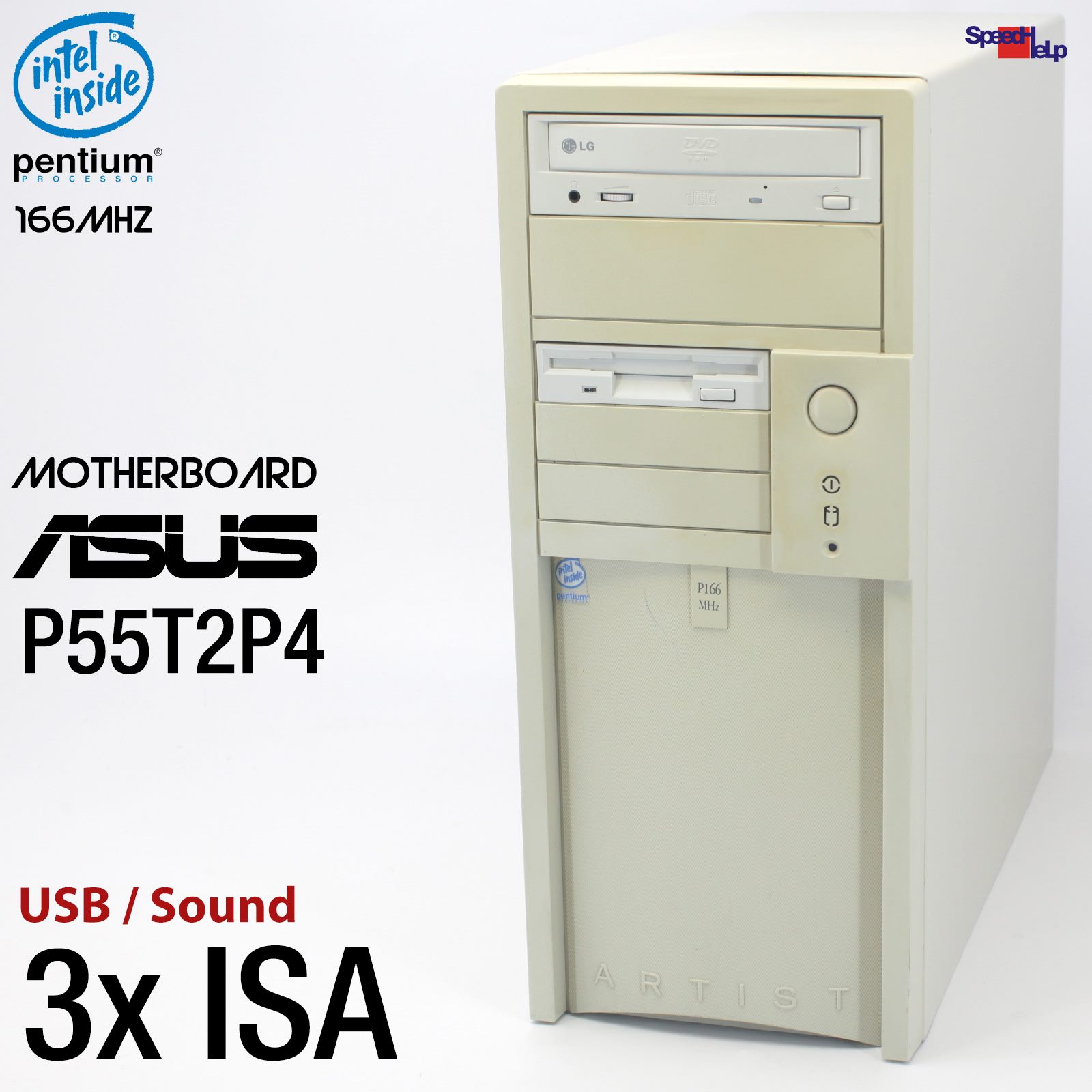 3x ISA ASUS P55T2P4 PC COMPUTER PENTIUM 166MHZ WINDOWS 95 SONUD USB PARALLEL COM