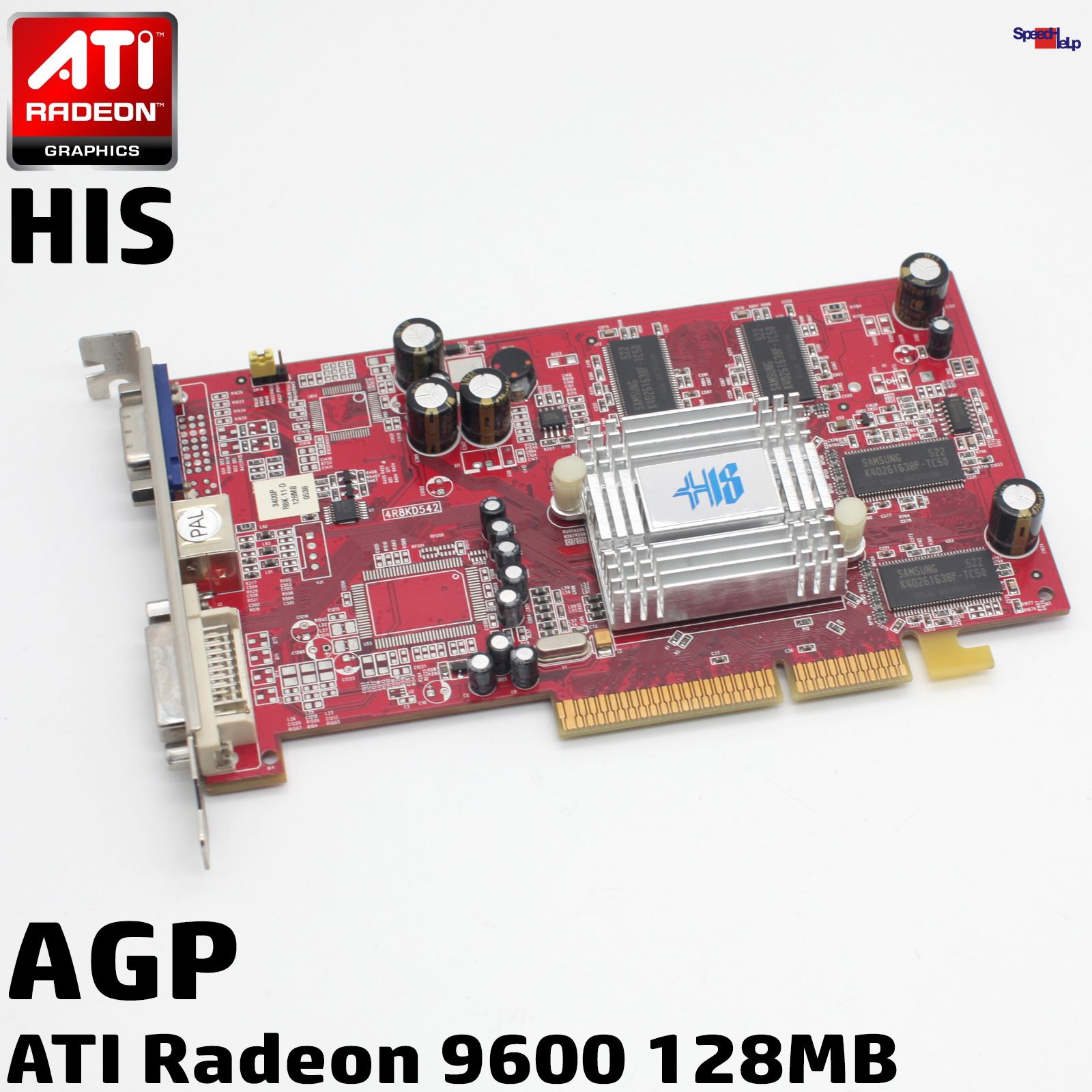 📺HIS ATI RADEON 9600 128MB AGP GRAFIKKARTE VIDEO CARD DVI VGA TVOUT OLD GAMES