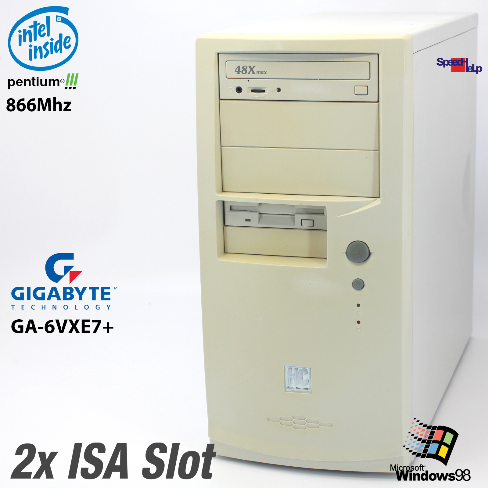 2x ISA GIGABYTE GA-6VXE7+ PC COMPUTER PENTIUM III 866MHZ WINDOWS 98 PARALLEL LPT